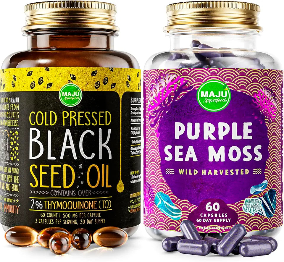 Black Seed Oil and Purple Sea Moss Capsules A7674