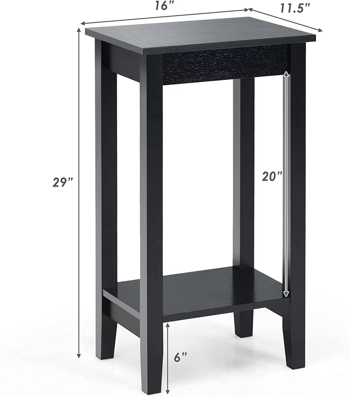 2-Tier End Table with Shelf and Wooden Legs I599463