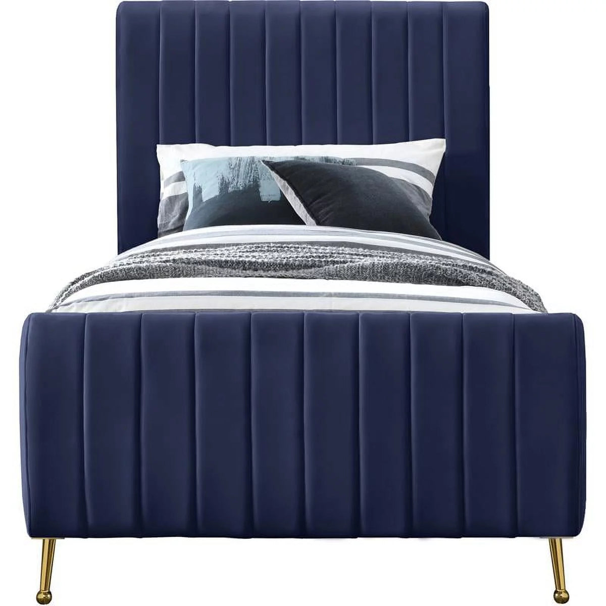 Navy Velvet Twin Bed C4569