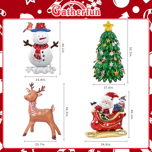 Christmas Party Decorations with Santa Claus, Snowman, & Christmas Tree Balloons V8595