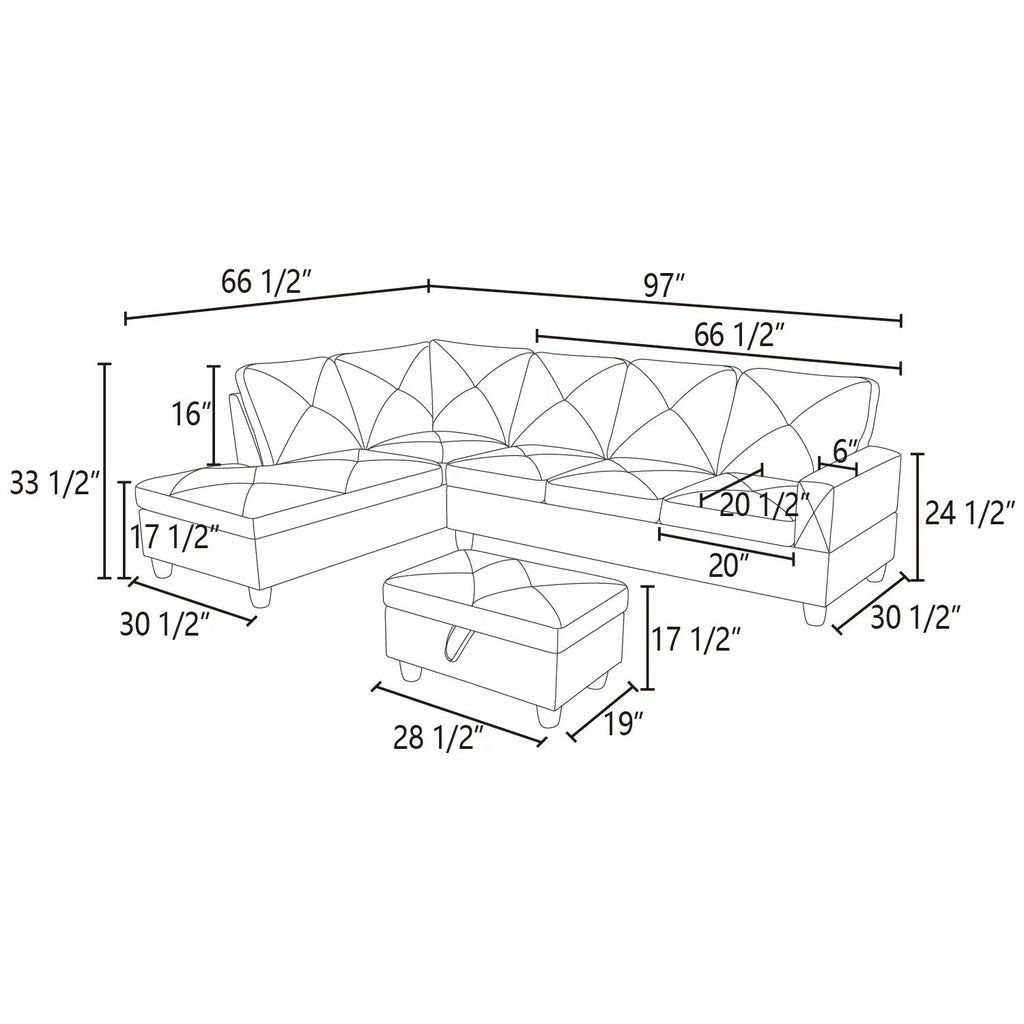 Linen L-Shape Sectional Sofa H930
