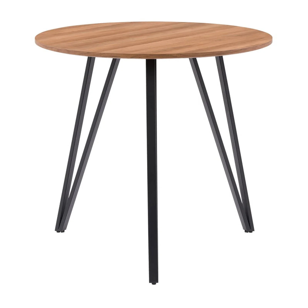 Black Iron Leg Dining Table with Brown Wood Grain Top B572357