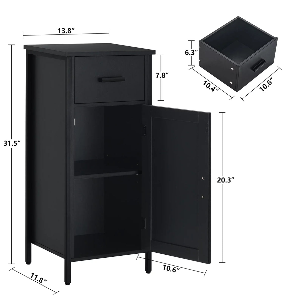 Rustic Brown 1 Door 1 Drawer Cabinet with 2 Shelves L85680
