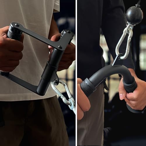 Cable Machine Attachment Set with Tricep Rope, V Bar, Double D Handle, Ankle & Wrist Straps T51146