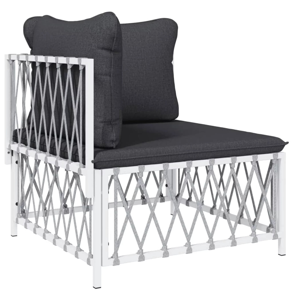 6 Piece Patio Set with Cushions White Steel T4003