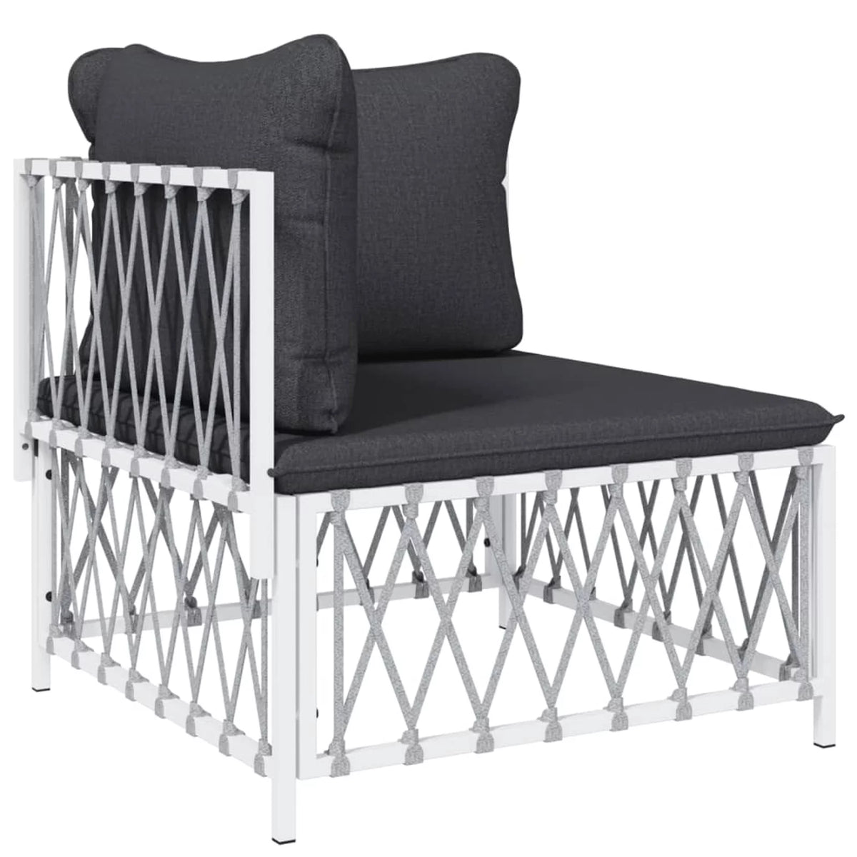 6 Piece Patio Set with Cushions White Steel T4003