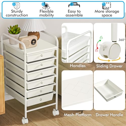 6 Drawer Plastic Rolling Storage Cart K753