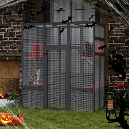 71Inches Large Wood Catio with Perches and Condos C4738