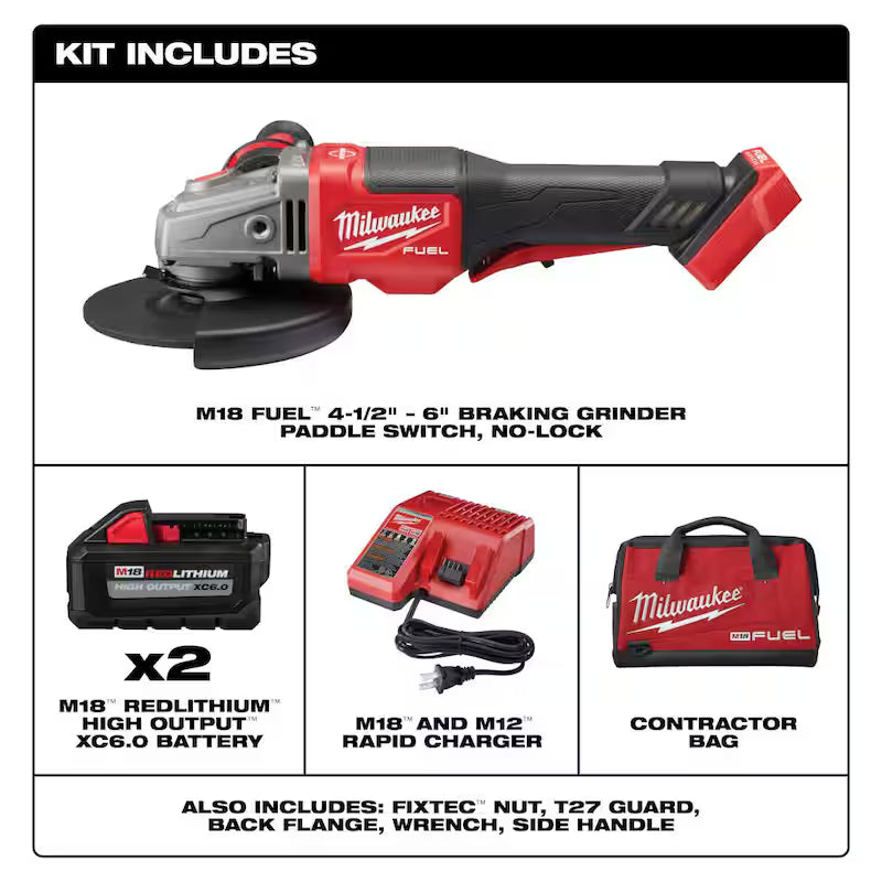18V Lithium-Ion Brushless Cordless 4-1/2 in./6 in. Grinder Kit with Two 6.0 Ah Battery D773