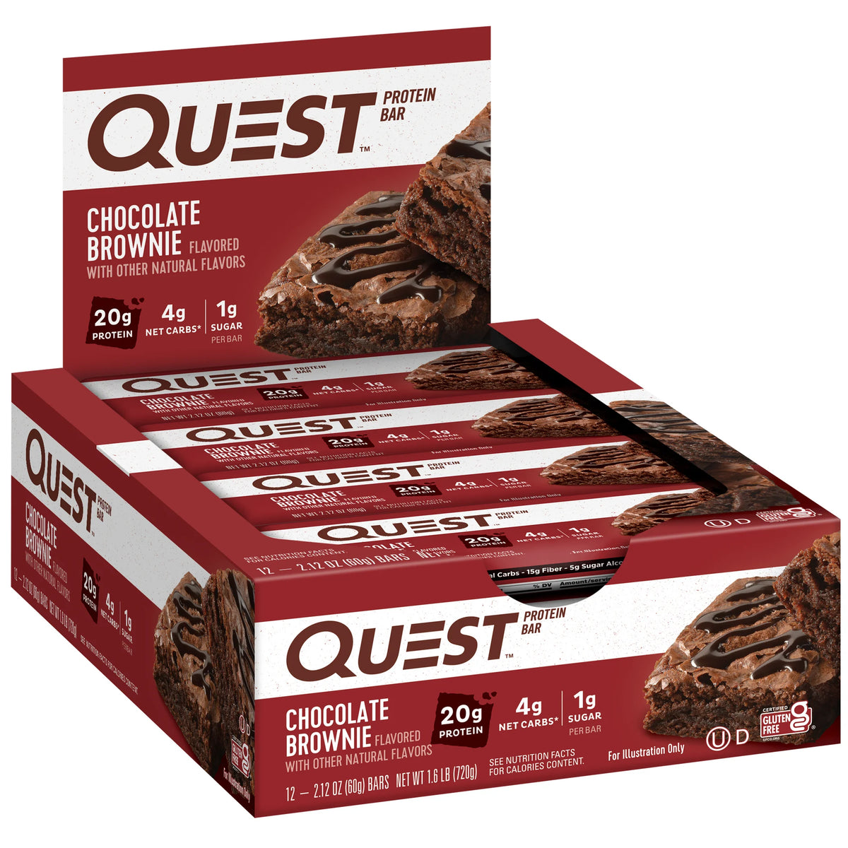 Chocolate Brownie 20g Protein Bar 12 Ct U136098