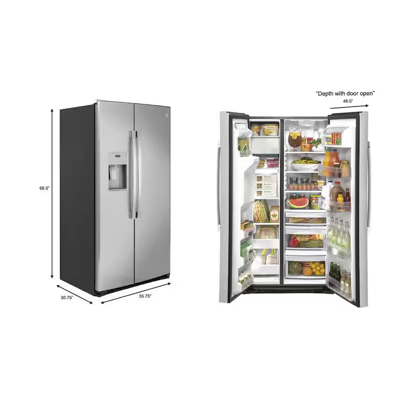21.8 cu. ft. Side by Side Refrigerator Stainless Steel Counter Depth H958494