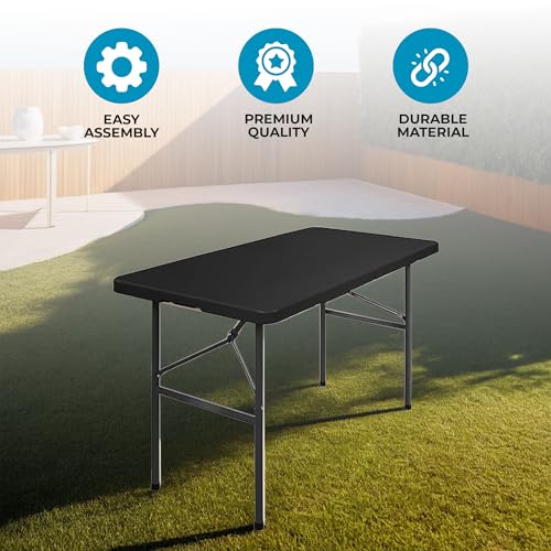 Black 4ft Plastic Folding Table O113196