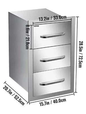 Outdoor Kitchen Drawers 16" W x 28.5" H x 20.5" D Q260