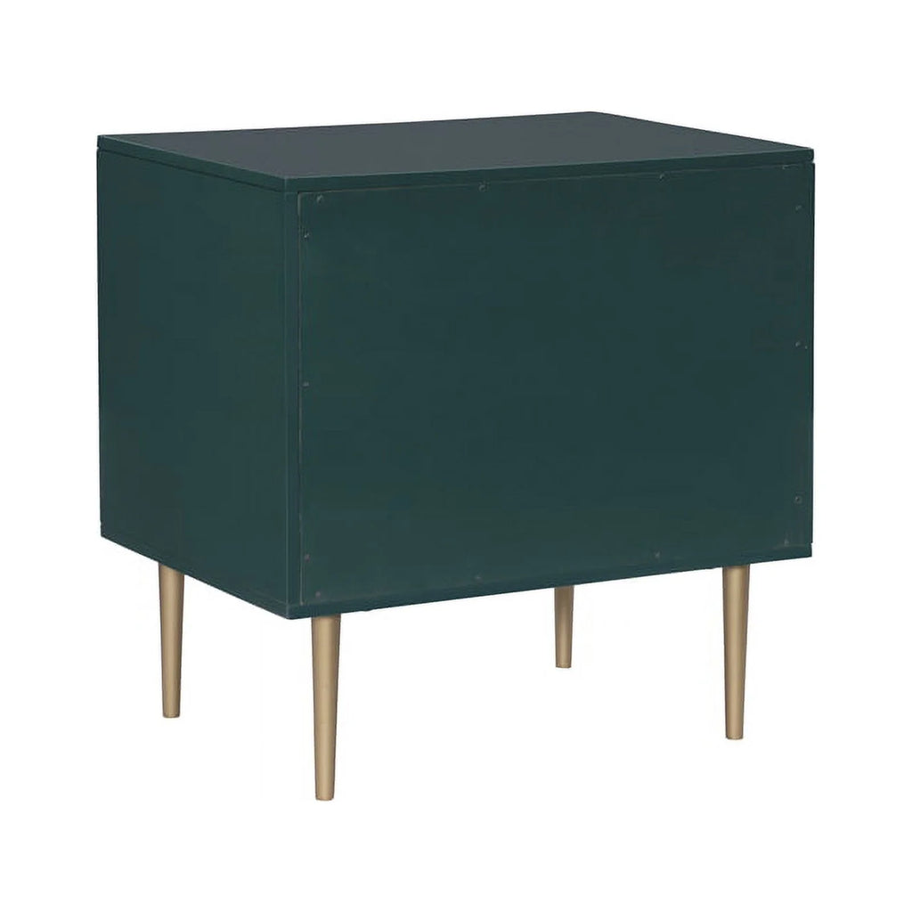 Dark Green Two Drawer Wooden Nightstand A43514