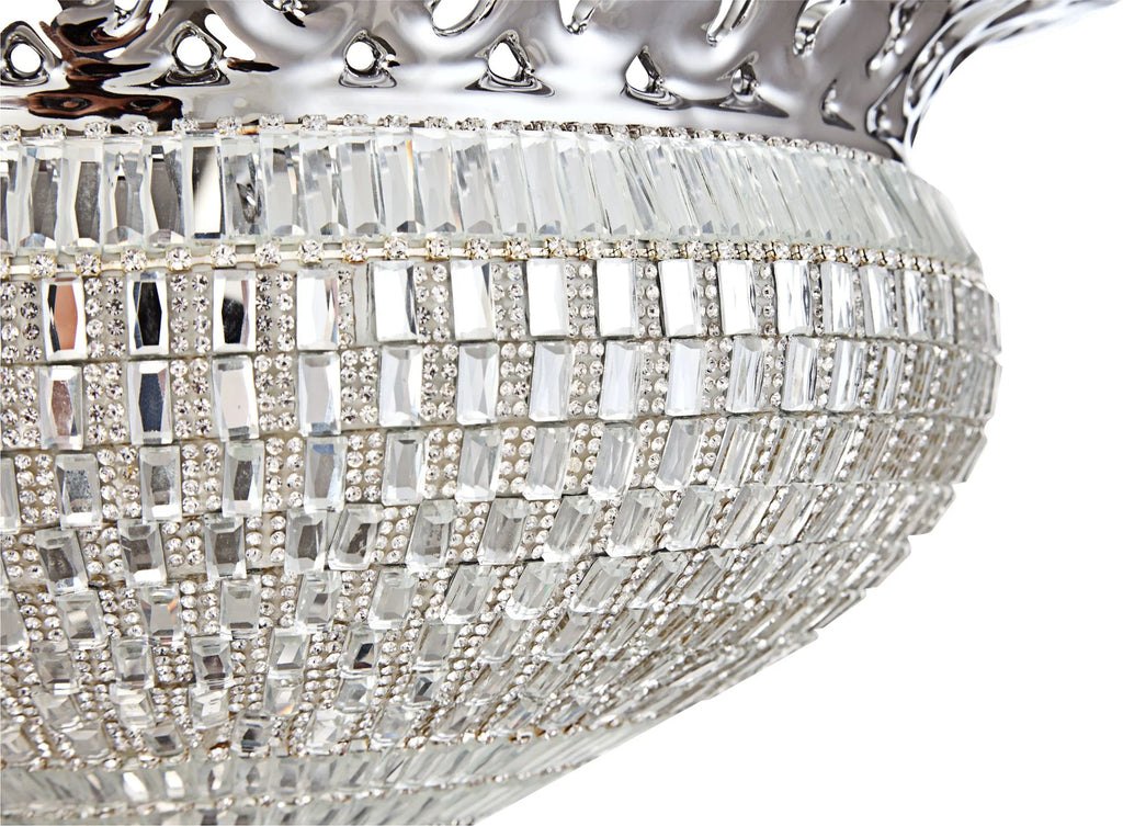 10 1/2" High Crystal and Silver Ceramic Bowl F7459