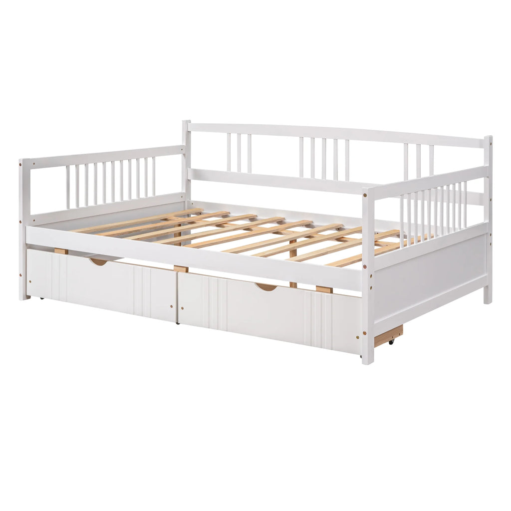 White Full Size Wood Daybed with Two Storage Drawers J772032