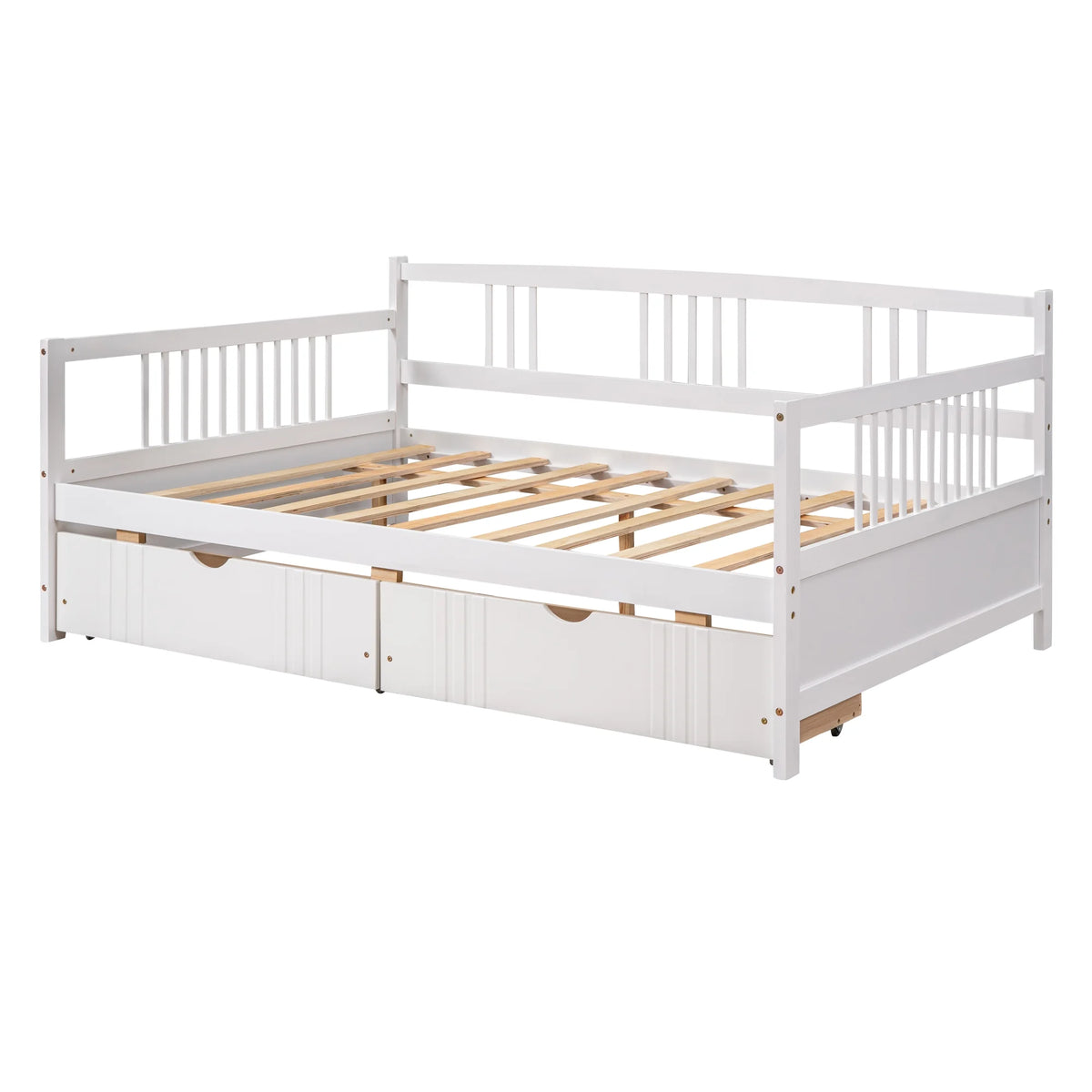 White Full Size Wood Daybed with Two Storage Drawers J772032