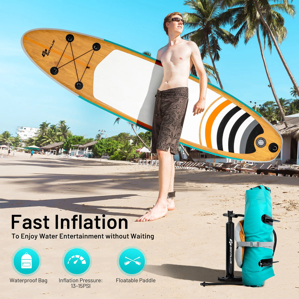 11' Inflatable Stand Up Paddle Board with Bag Paddle Pump U8610