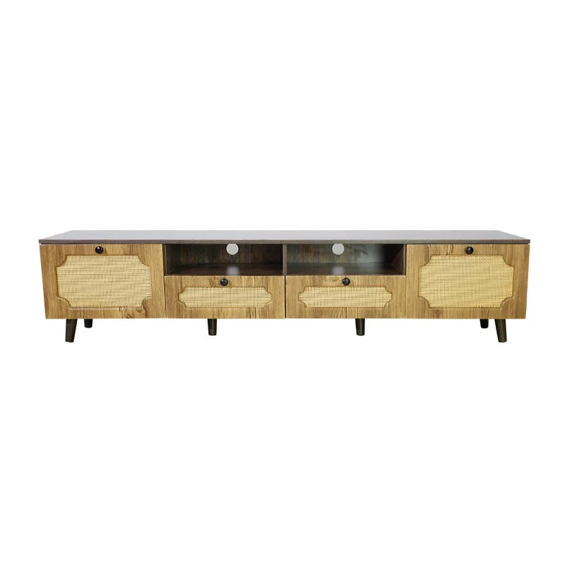 Brown Rattan TV Cabinet with 65 Inch TV Z270