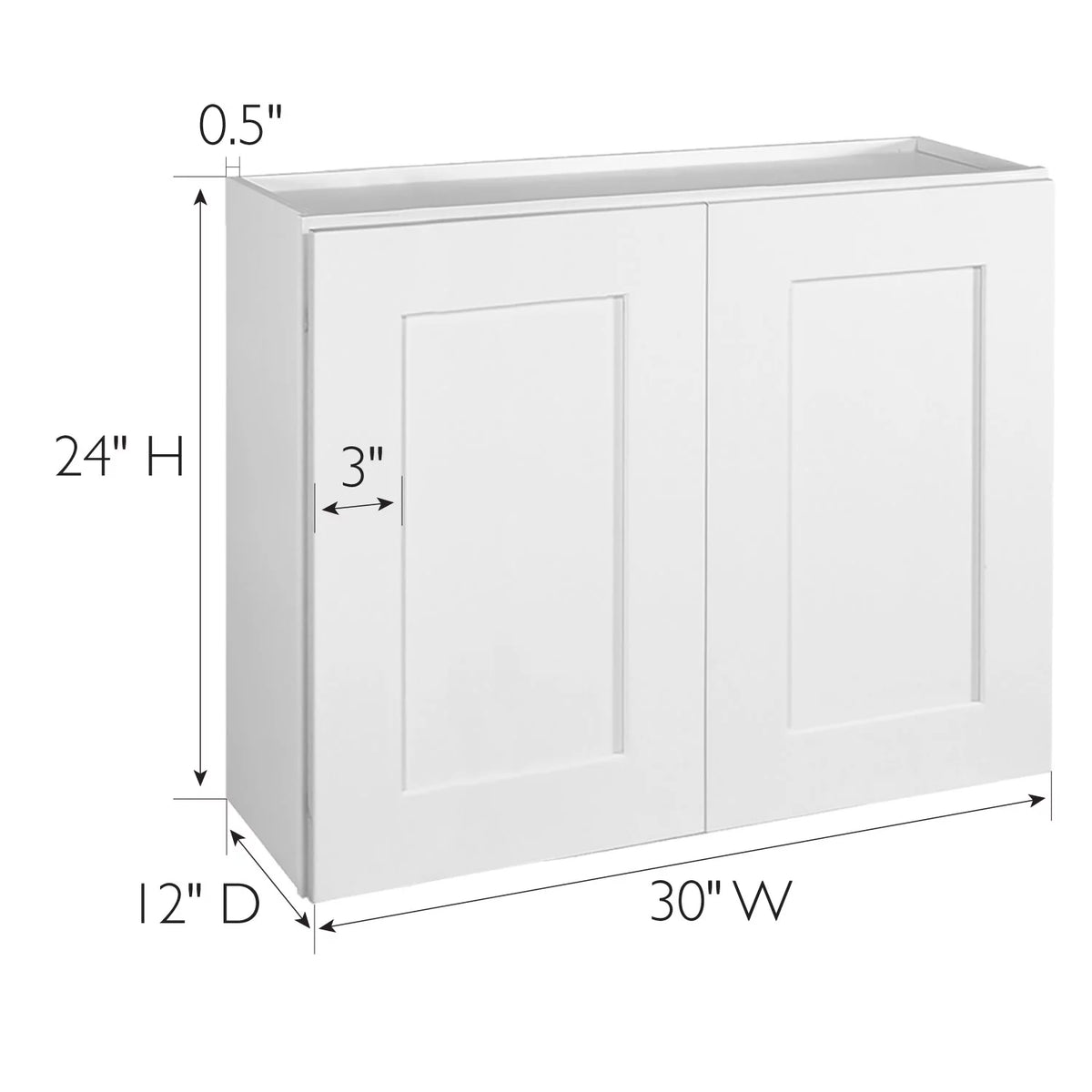 White Shaker Tall Wall Kitchen Cabinet 30x24x12 E958159