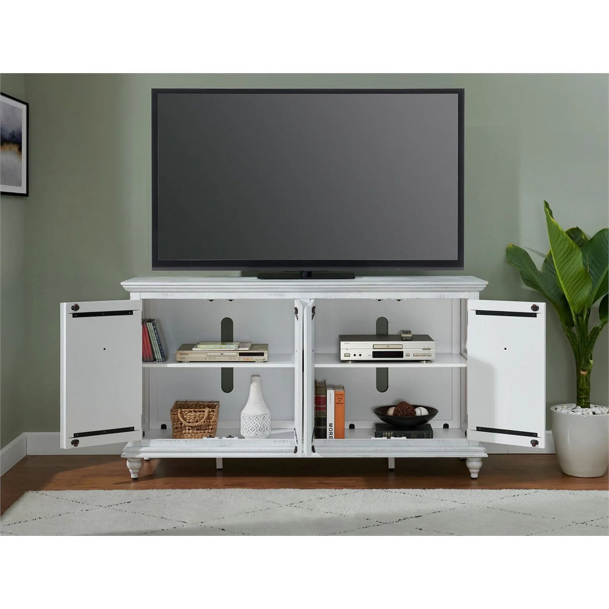 White Solid Wood 65" TV Stand I7971