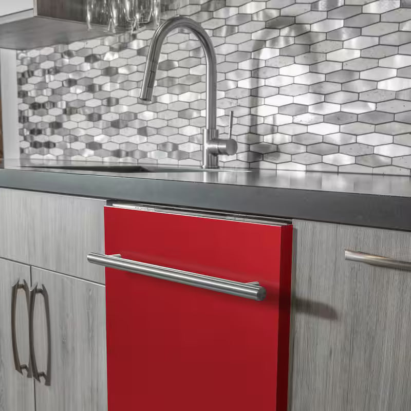 24 in. Compact Dishwasher with 2 Racks in Red Matte W51956