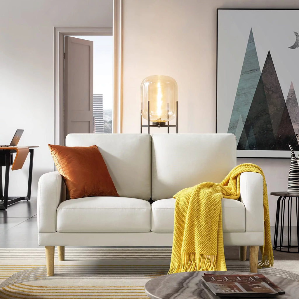 50" Beige Upholstered 2-Seater Loveseat Sofa C29813