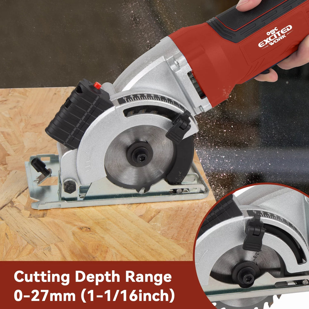 Mini Circular Saw, 5000RPM Electric Compact Circular Saw with 3 Blades P5851