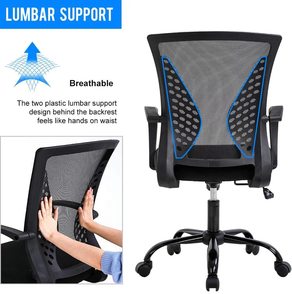 Black Ergonomic Mesh Office Chair with Lumbar Support W984591