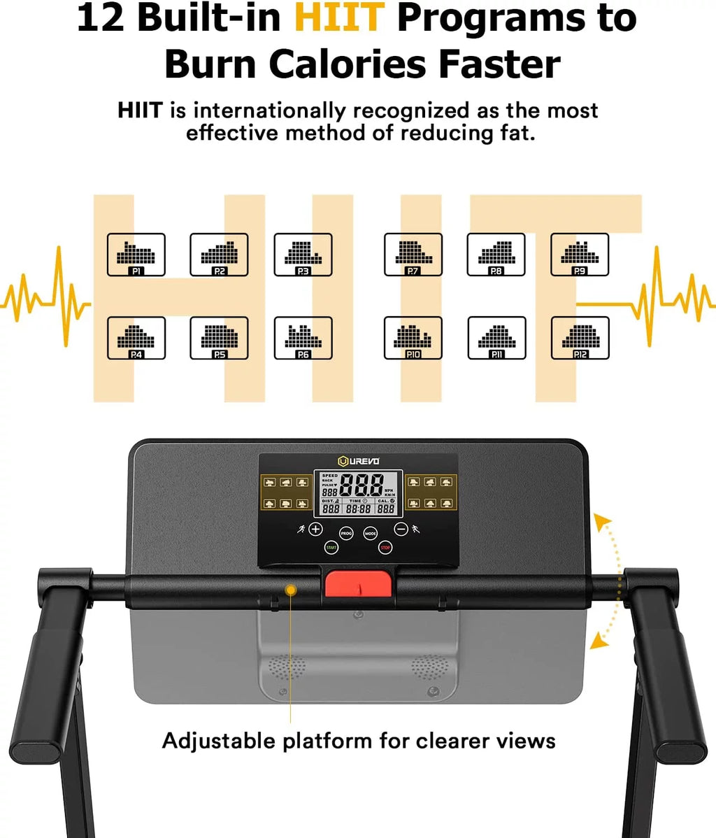 Folding Treadmill 2.25HP Portable Compact with 12 HIIT Modes A840004