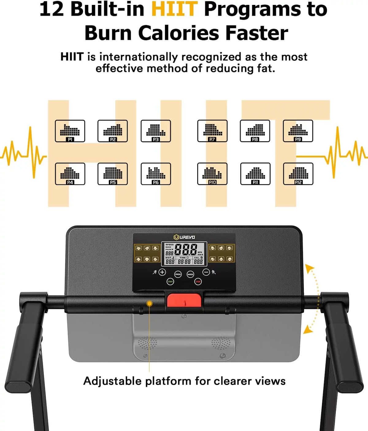 Folding Treadmill 2.25HP Portable Compact with 12 HIIT Modes A840004