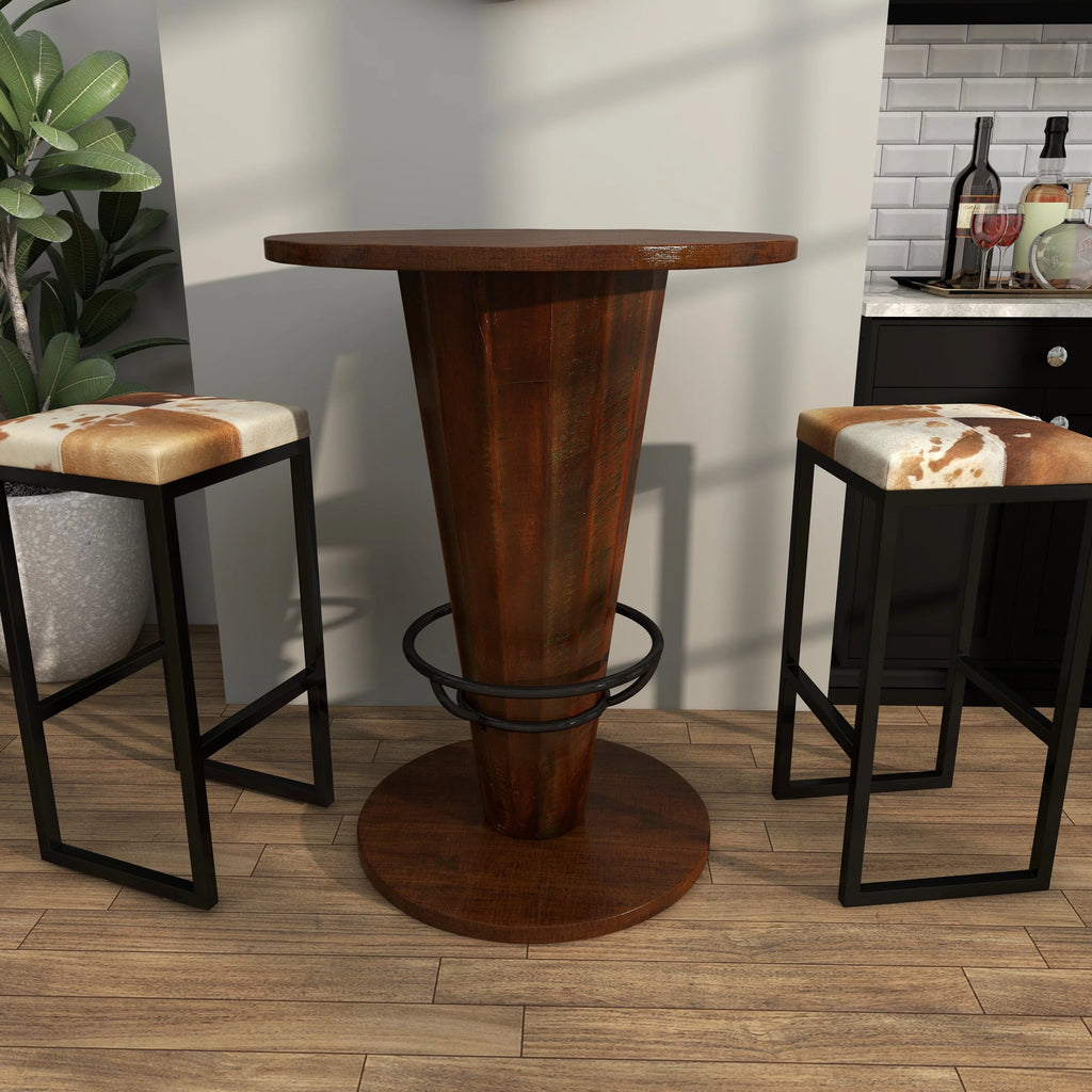 28" x 40" Brown Wood Bar Height Dining Table with Foot Rest B10129