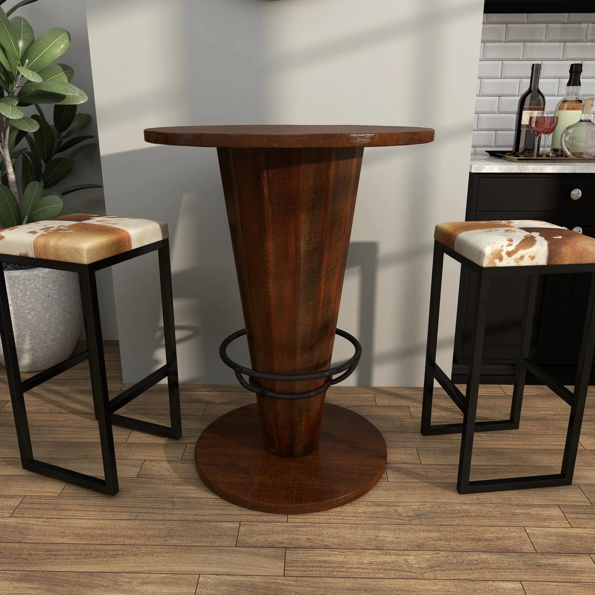 28" x 40" Brown Wood Bar Height Dining Table with Foot Rest B10129